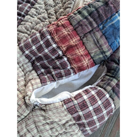 Vintage Patchwork Quilt Coat Womens Medium Boho Browns Jacket Cottage - Picture 3 of 3